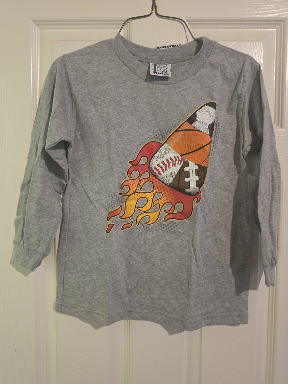 Boys Grey Long-Sleeve Sports Rocket Tee